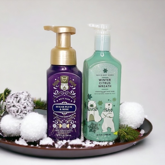 Bath & Body Works Hand Soap Sugar Plum and Rose & Winter Citrus Wreath Nwt - Picture 1 of 4